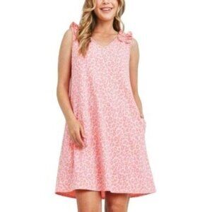 Leopard Canvas Ruffle-Accent Pocket Sleeveless Dress Size S